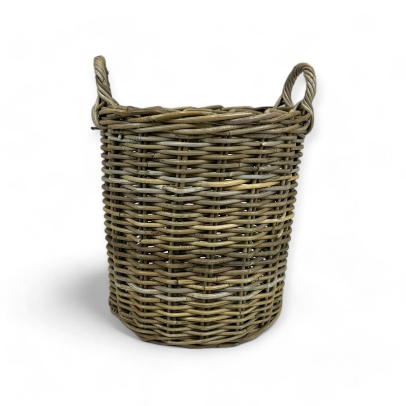Grand panier rond en rotin, 13 po x 11 po x 11 po