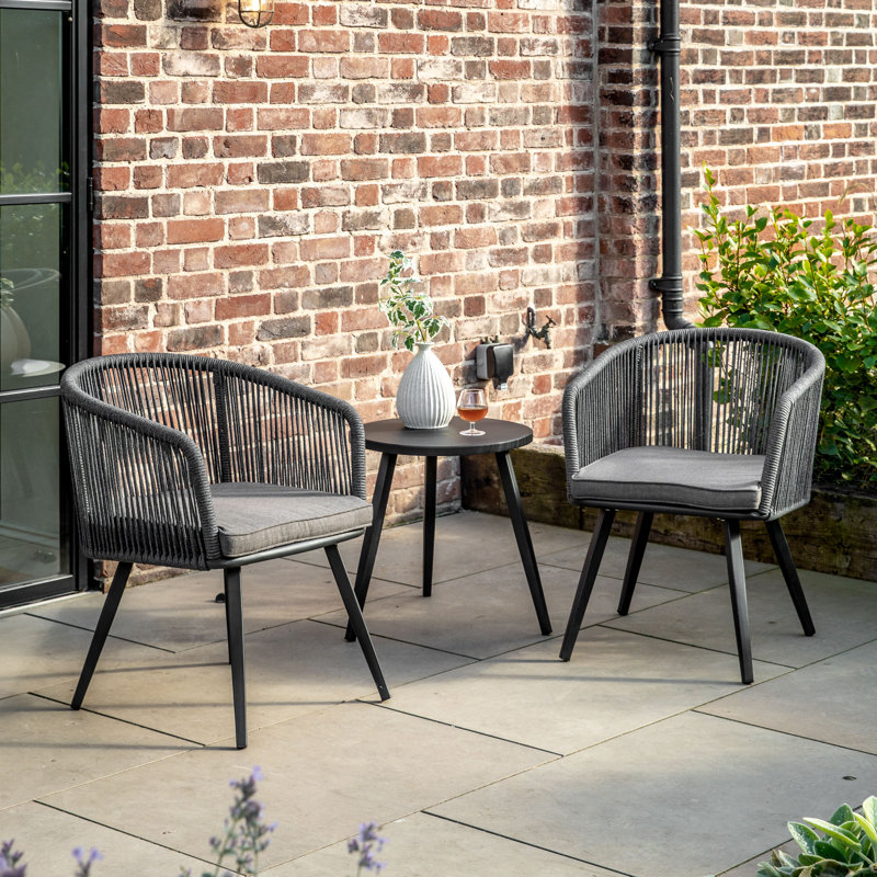 Mullen 2 - Person Wicker Patio Dining Set with Round Table , Cushions Included