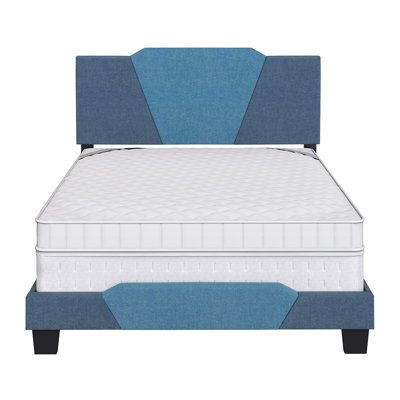 Tuscany Upholstered Geometric Linen Platform Bed Frame with Adjustable Height Headboard, Requires Box Spring- Boyd Sleep