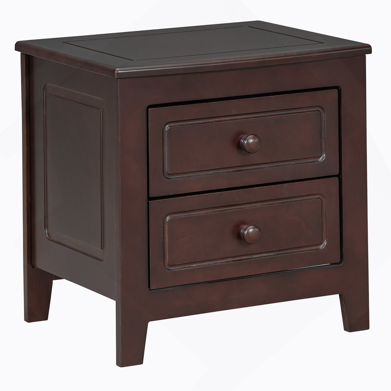 2-Drawer Nightstand, Mid Century Retro, Dark Walnut, Walnut