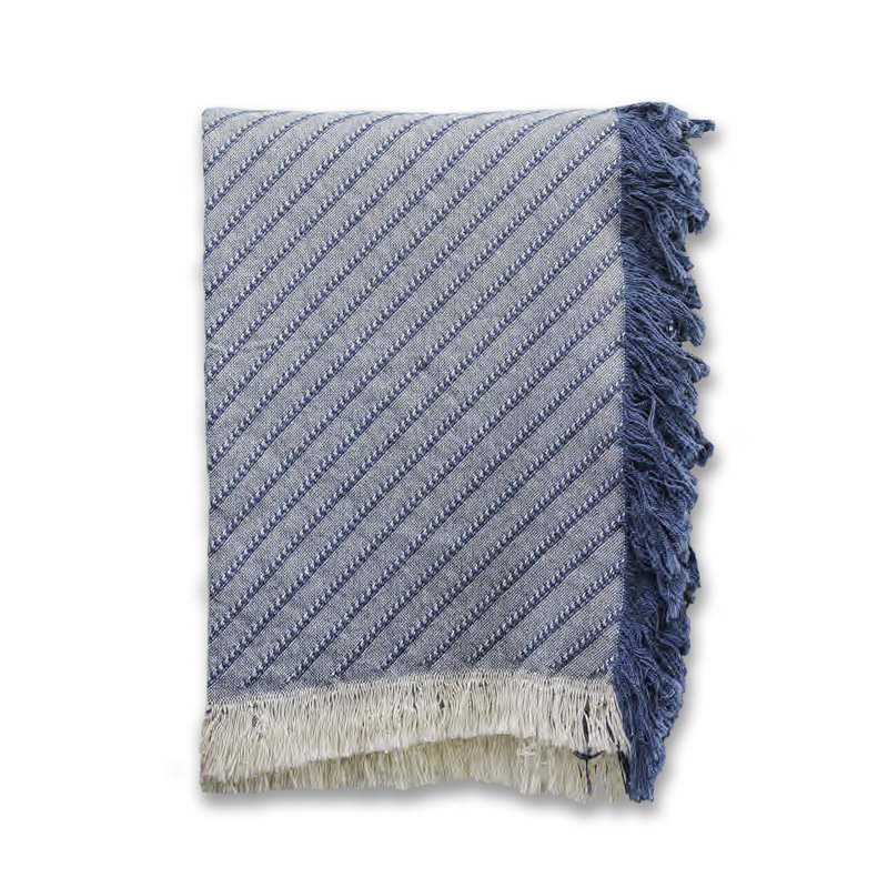 Jeté tissé 46 x 67, Rayures bleues