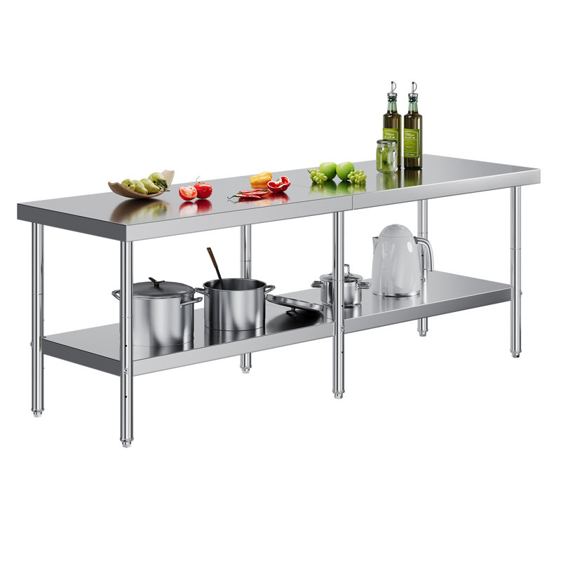 Table en acier inoxydable 30 po x 96 po, table de préparation de cuisine avec tablette réglable, surface en métal certifiée NSF pour la cuisine, le restaurant, l'hôtel et le garage