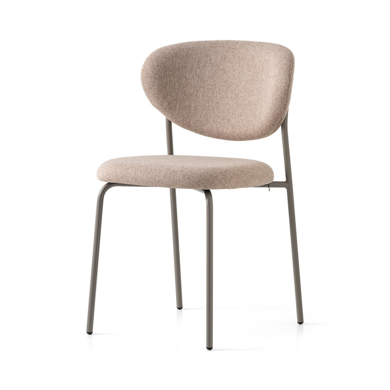 Cozy Upholstered Chair with Metal Frame, Matt Optic White, Taupe