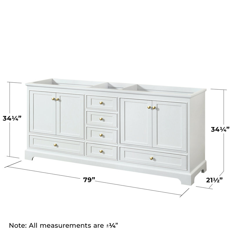 Base de meuble-lavabo double Deborah, Blanc / or