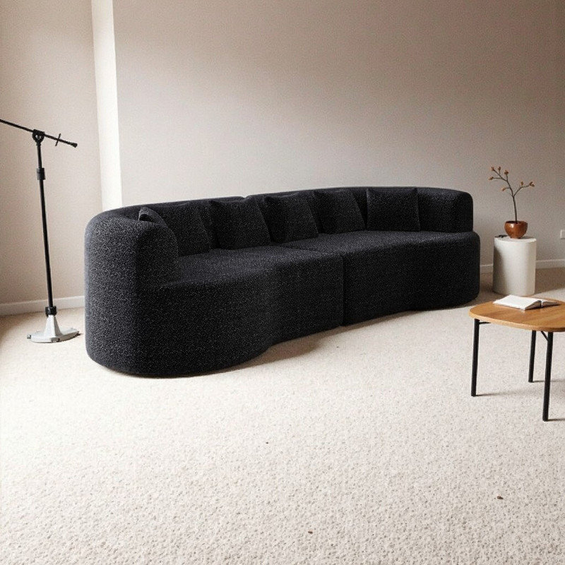 Canapé modulaire incurvé surdimensionné de 106,3 pouces avec siège profond en mousse à mémoire de forme 6 coussins, Noir