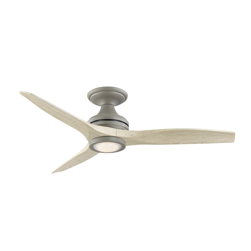 Spitfire 48 Inch Flush Indoor/outdoor Ceiling Fan With Led Light Kit - Antique Graphite With Light Oak Blades, Light Oak