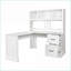 Bureaux: Bureau d'ordinateur avec rehausse, blanc antique, l 60 po x P 60 po x H 65 po | Panneau de fibres à densité moyenne | Blanc