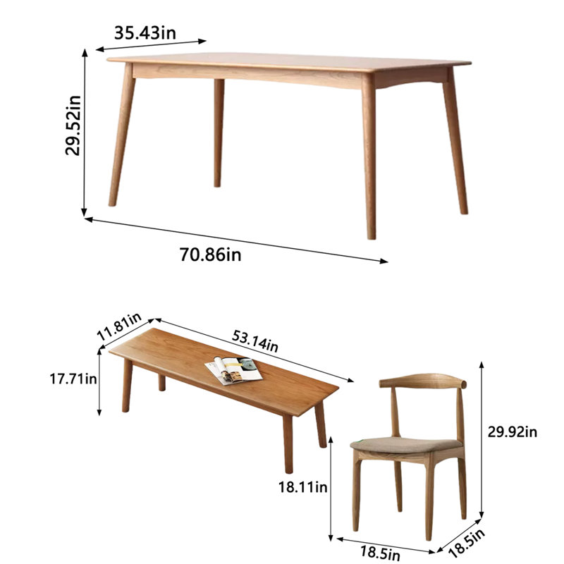 Mashaya 4 - Person Solid Wood Top Four Leg Dining Set