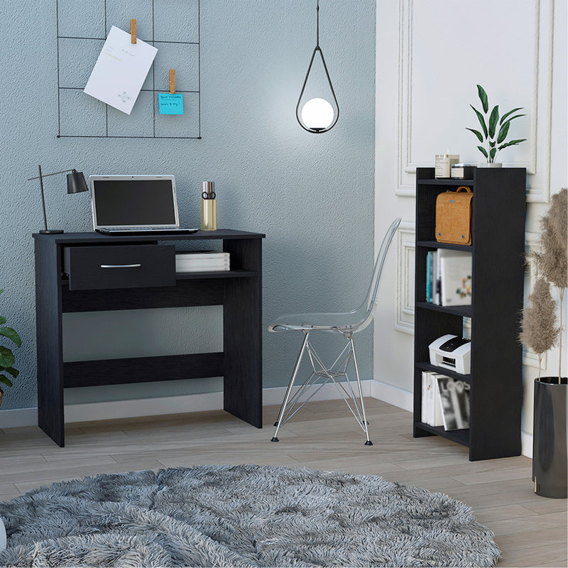 Ensemble de bureau à domicile Caldwell, plateau à clavier, finition noire