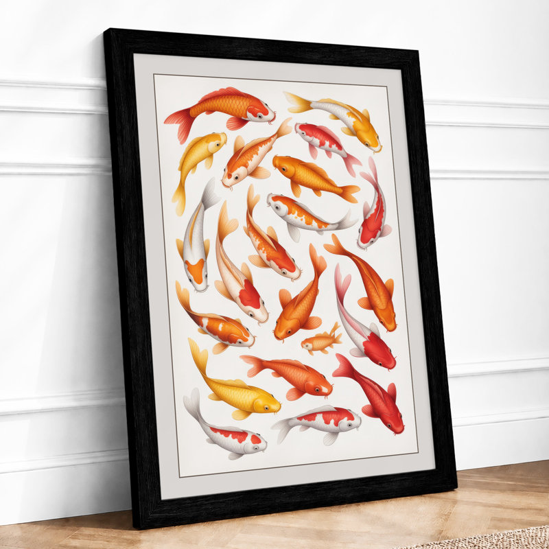 Koi Dance Modern - Framed Print, A1 - 84.1 x 59.4 cm, Black