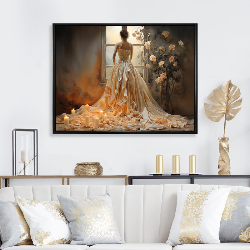 Elegant French Couture Ballgown - Dior Wall Art, Cadre flottant noir, H 16 po x l 32 po x P 1 po