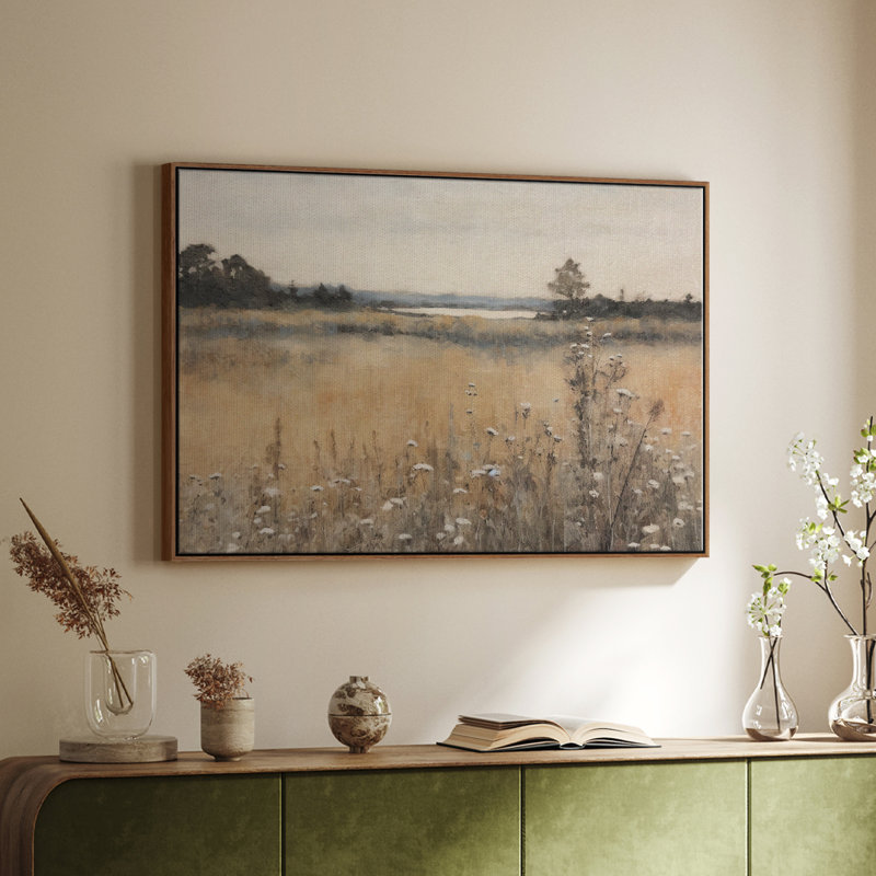 «Vintage Landscape -IX» sur, Noyer, H 25 po x l 37 po