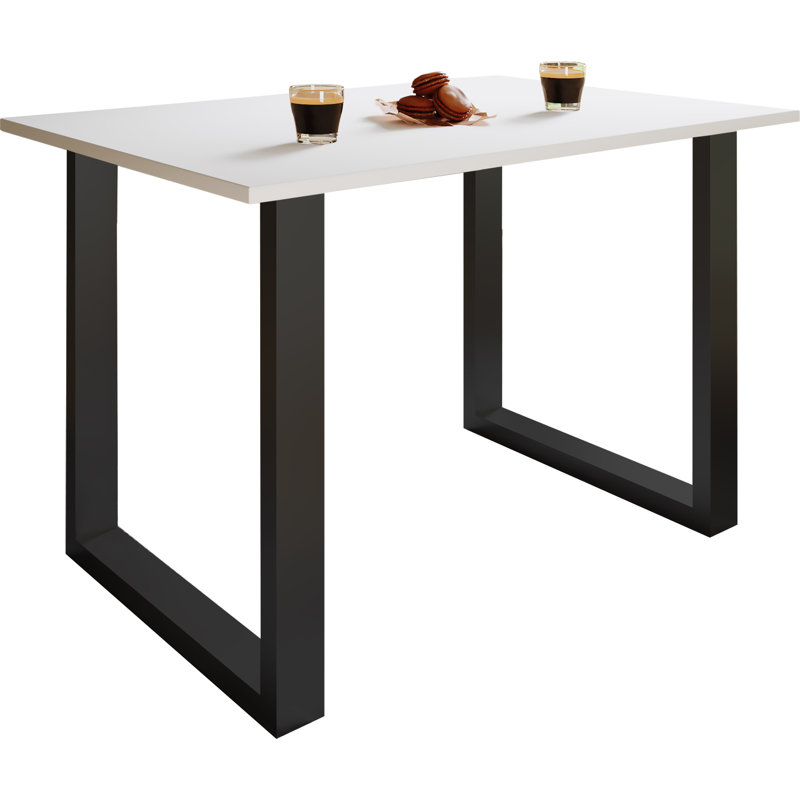 Alexious Metal Base Dining Table, Black, White, 76cm H x 140cm W x 50cm D