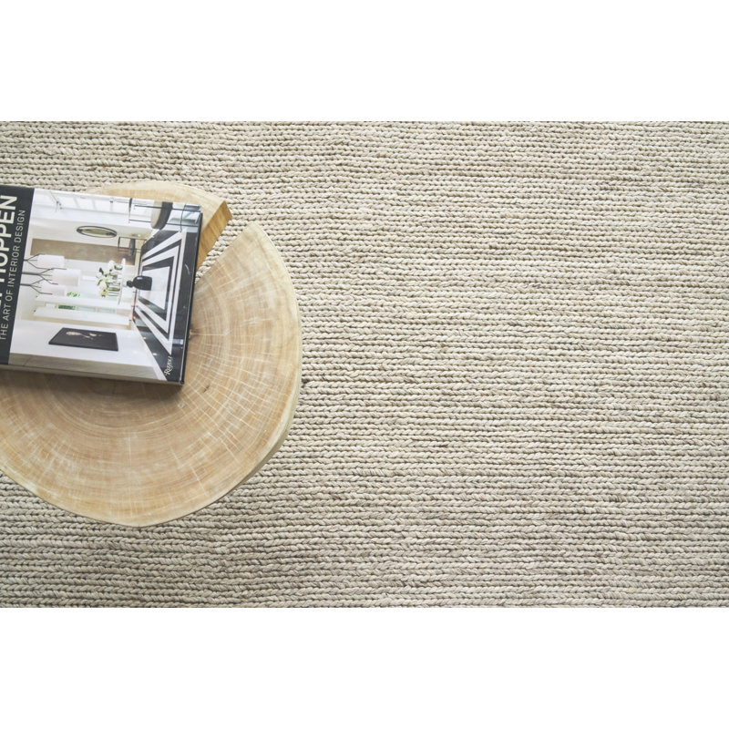 Lauryn Handmade Hand-Loomed Beige Area Rug, Rectangle 5' x 8'