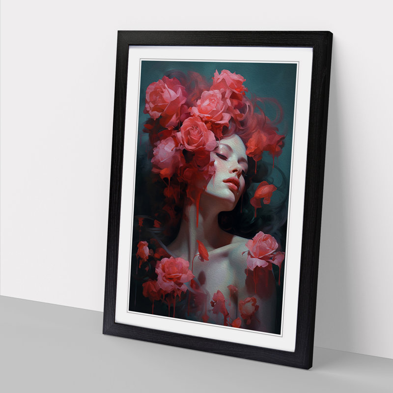 Rose Modern No.2 1 Piece Single Picture Frame Wall Art, 34cm H x 25cm W x 2cm D, Black Framed