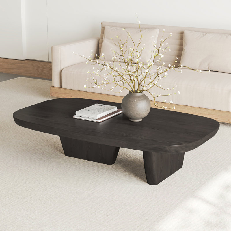 51.2'' Rectangle Coffee Table, Black Wood Coffee Table Large Coffee Table, Black