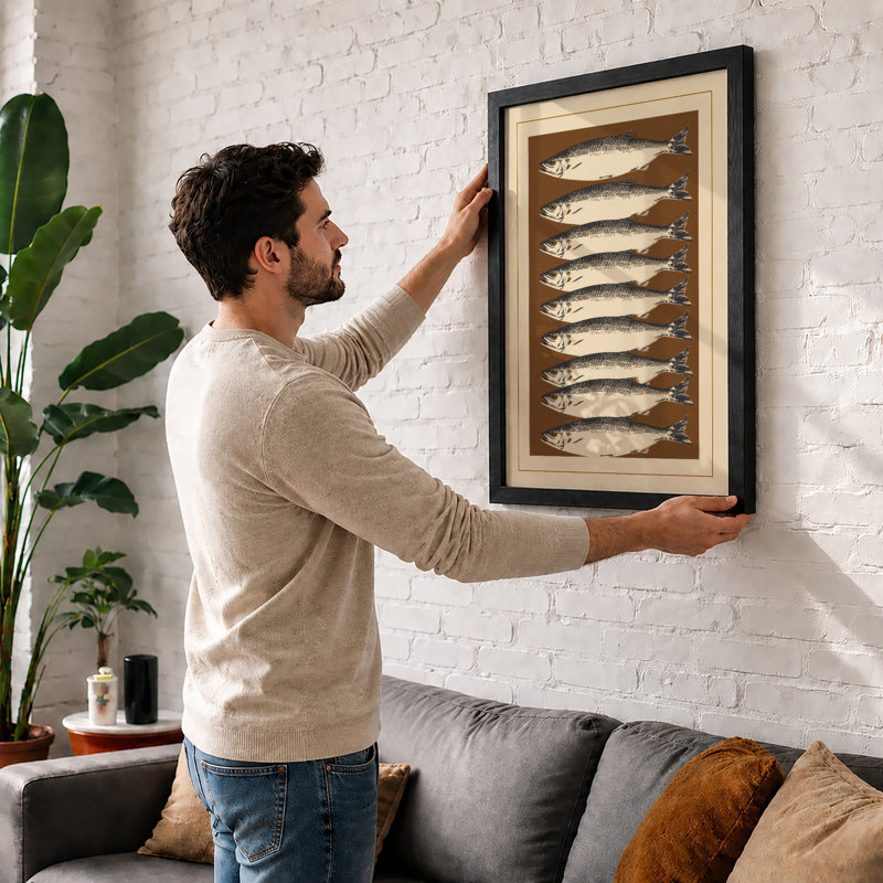 Seven Silvery Fish Botanical - Framed Print, Unframed, A4 - 29.7 x 21.0 cm