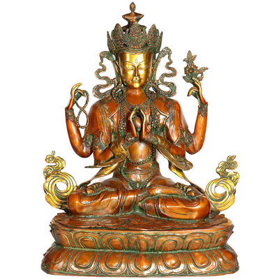 Grande taille Avalokiteshvara à quatre bras (divinité bouddhiste tibétaine)