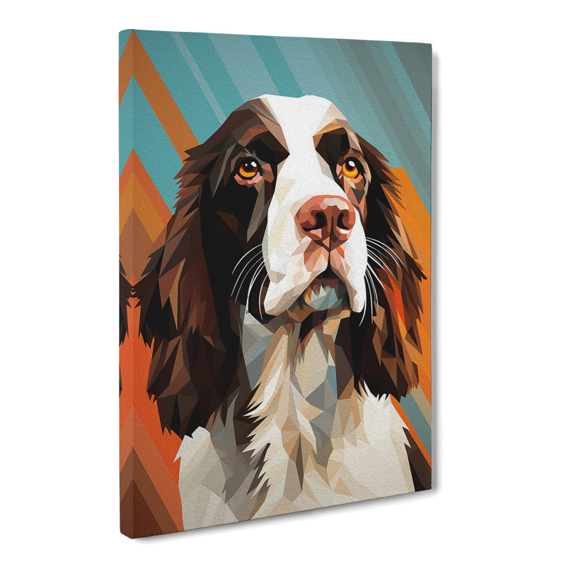 English Springer Spaniel Geometric - Wrapped Canvas, 50cm H x 35cm W x 3cm D