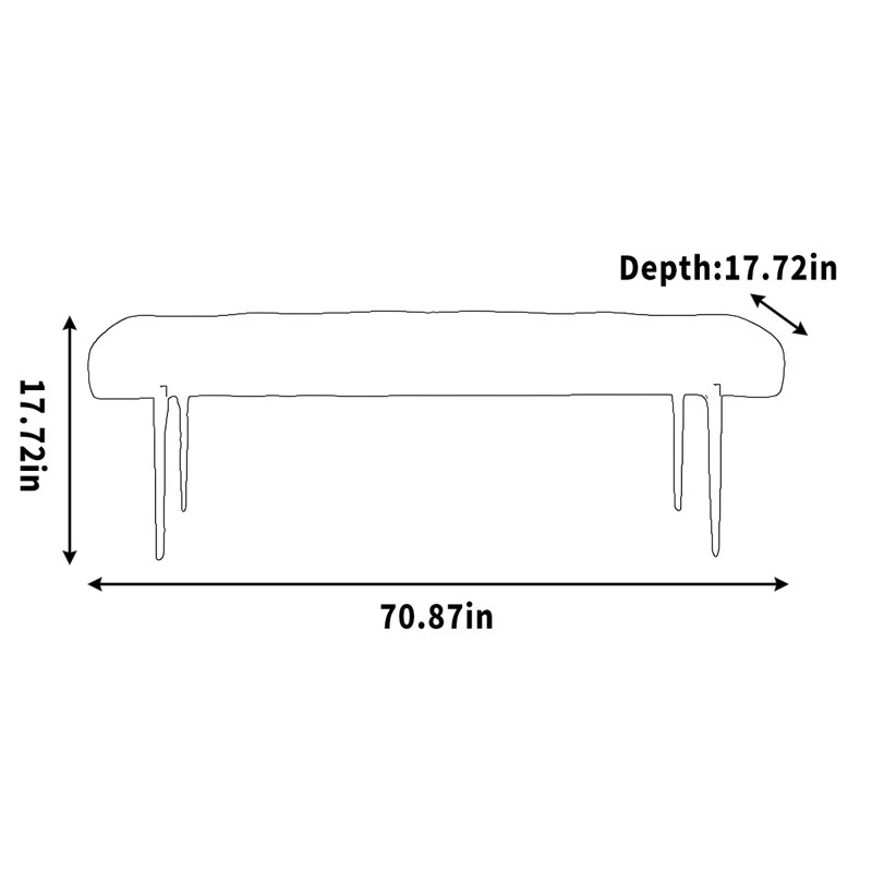 Banc en métal simple avec repose-pieds, H 17,72 po x l 70,87 po x P 17,72 po