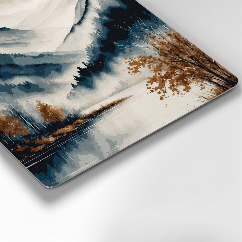 Aquarelle paysage 33, art mural en métal beige, H 12 po x l 12 po