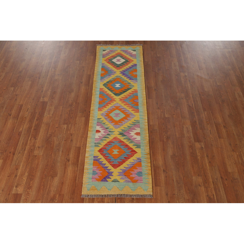 Reversible Wool Kilim Oriental Runner Rug 2x7