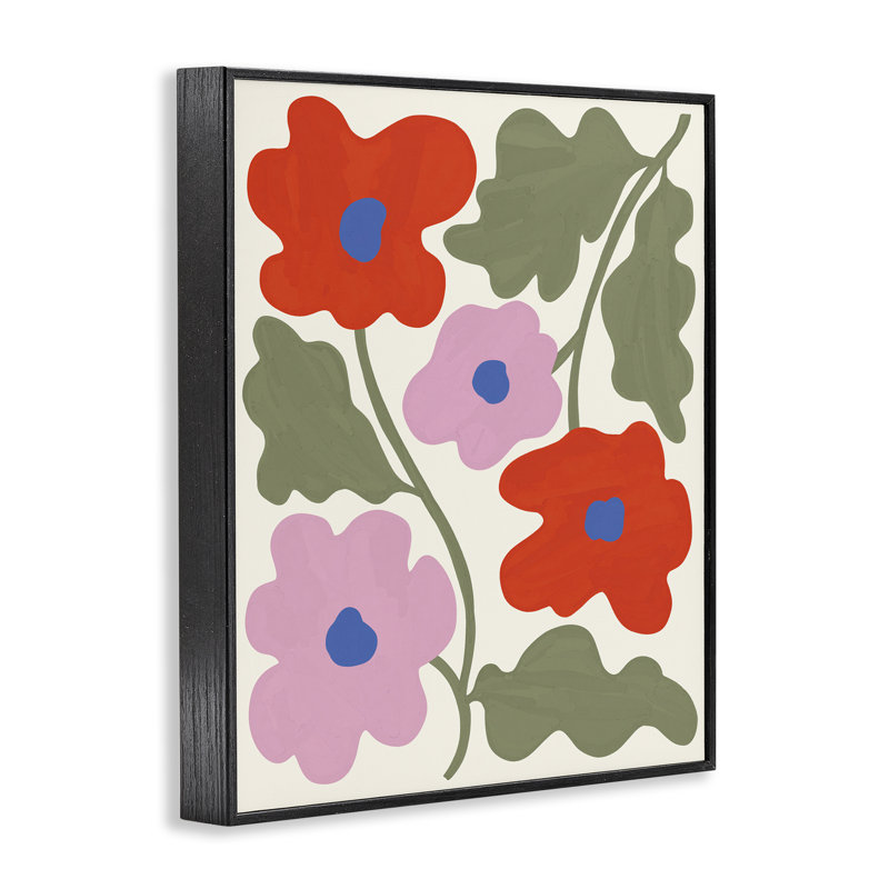 Fleurs rouges et roses audacieuses, art giclée par Aralma, H 30 po x l 24 po, Giclée encadrée noir minuit