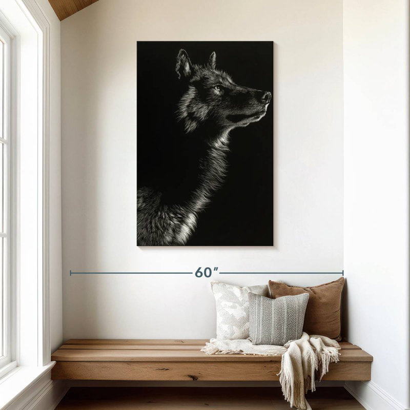 Brampt Scratchboard Wolf II, 45" H x 30" W