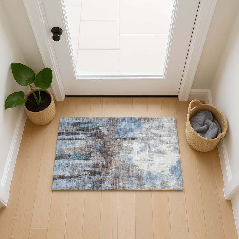 Machine Washable Indoor/Outdoor Pablo ACN2284 Abstract Rug, Rectangle 1'8" x 2'6"