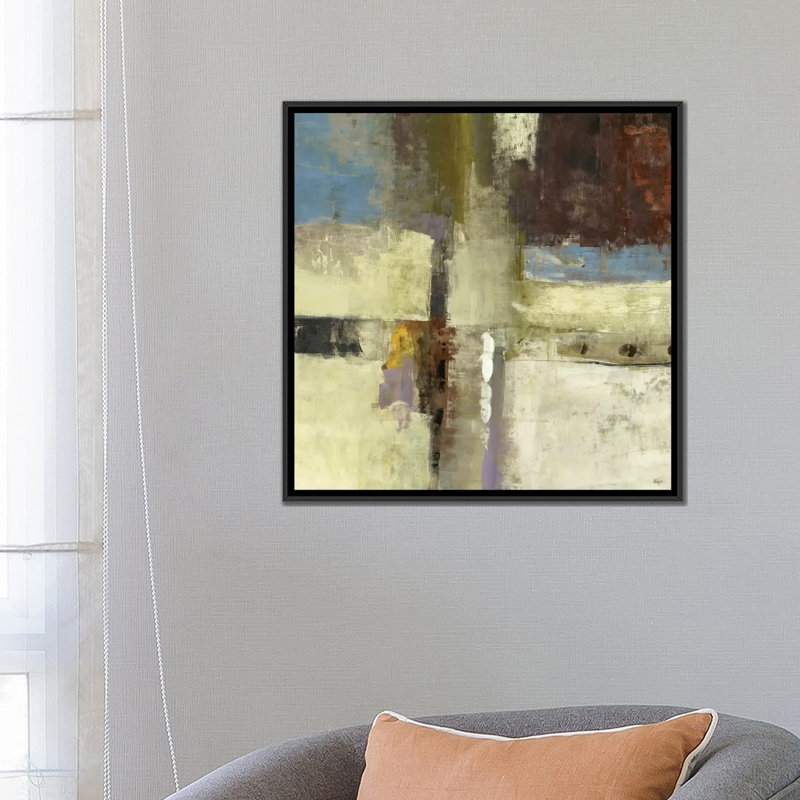« voyage i », reproduction sur toile, H 18 po x l 18 po x P 1,5 po, Toile avec cadre noir, Pas de tapis