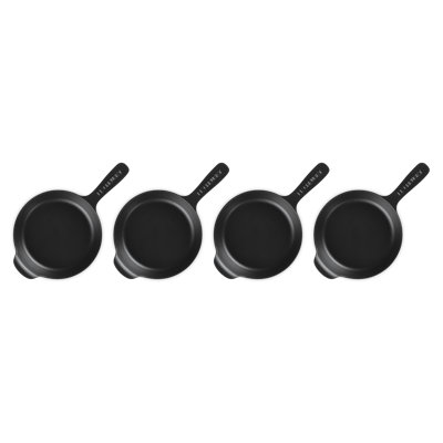 Le Creuset Enameled Cast Iron Set Of 4 Mini Skillets, 1/3 Qt. Each, Matte Black