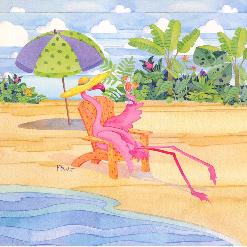 Beach Chair Flamingo, 15" H x 15" W