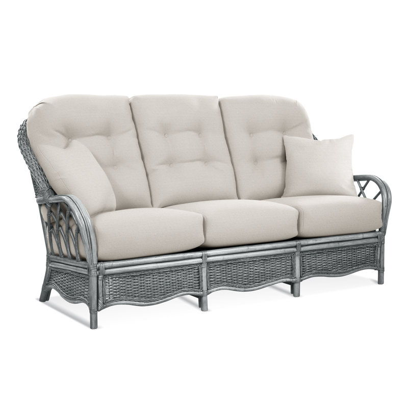Everglade Upholstered 76'' Sofa, White Textured Performance; 0865-91, Ocean
