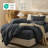  Bedsure 100% Cotton Duvet Cover King Size with Fitted Sheet - Waffle Weave Bedding Set （Set of 4）-123293175-123293174