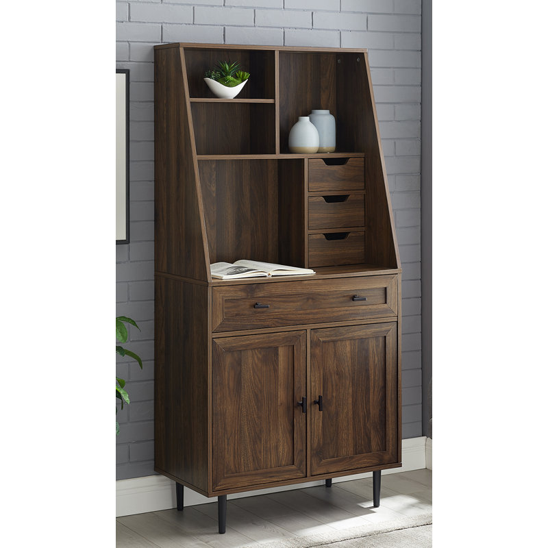 Armoire de rangement à 4 tiroirs Fairlin, Noyer foncé