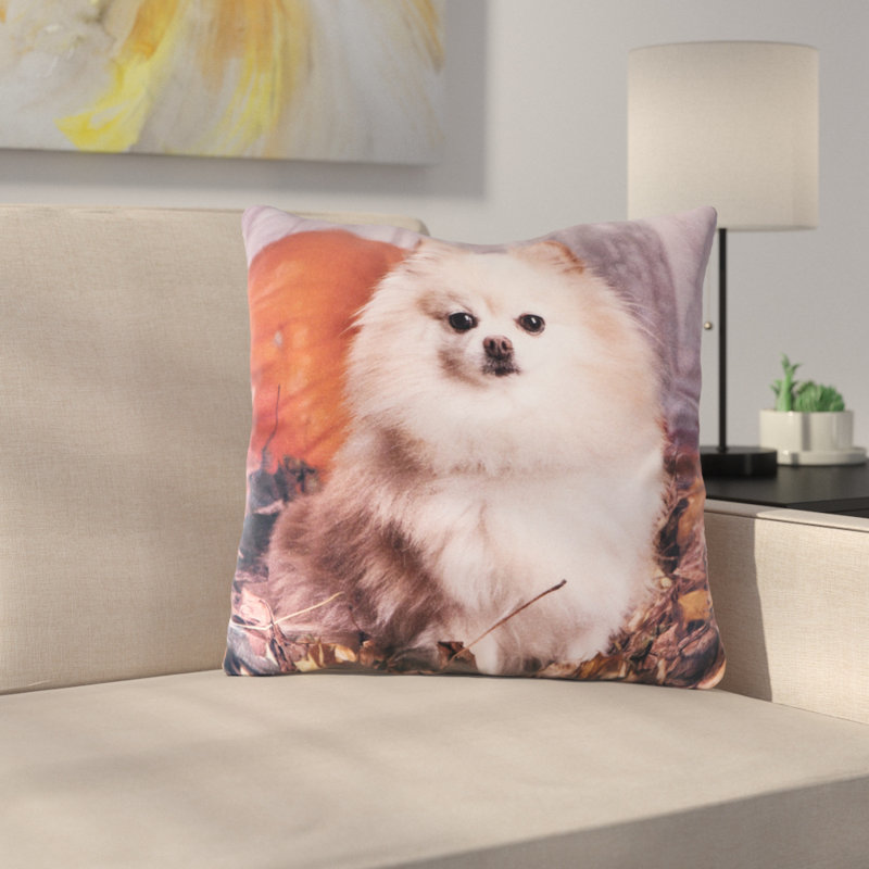 Pomeranian Cotton Throw Pillow
