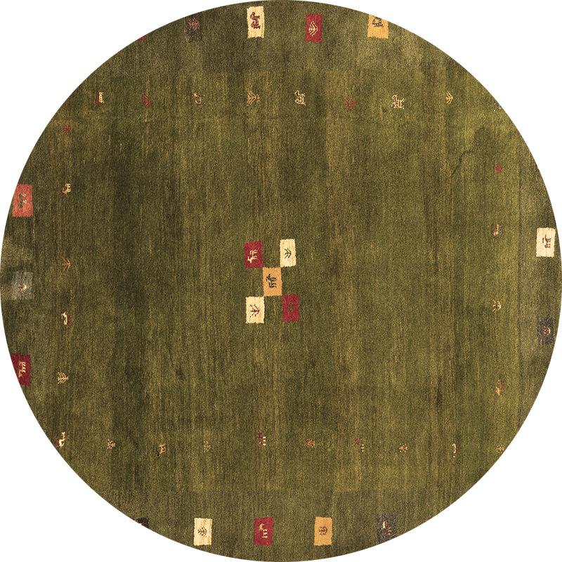 Tapis contemporains brun lavable à la machine 2773, Rond 4 pi