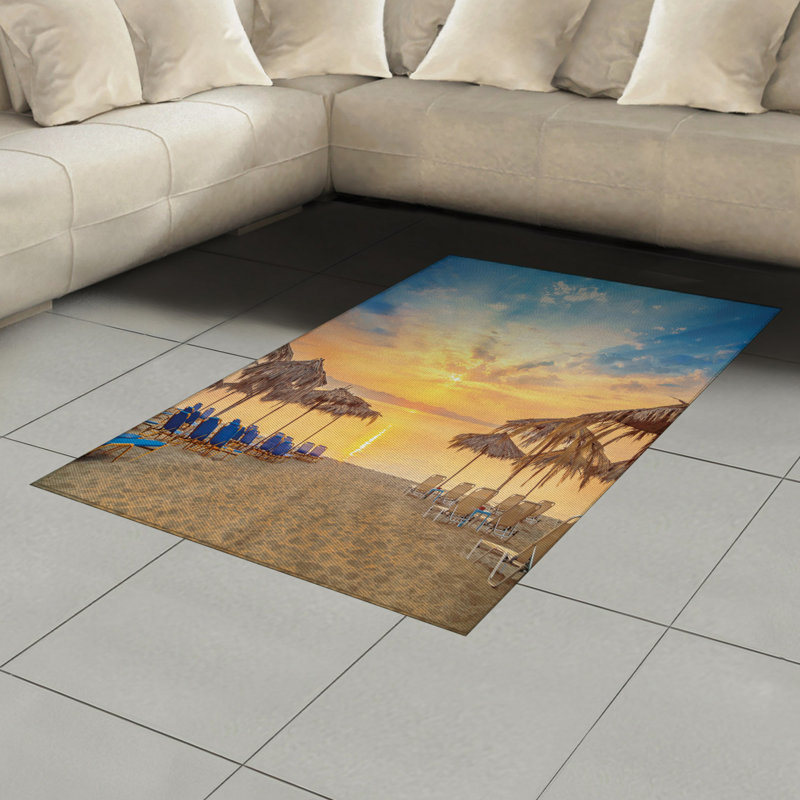 Summer High Density Long Fiber Poly Threads Decorative Area Rug Carpet, Rectangle 4' x 5'8"