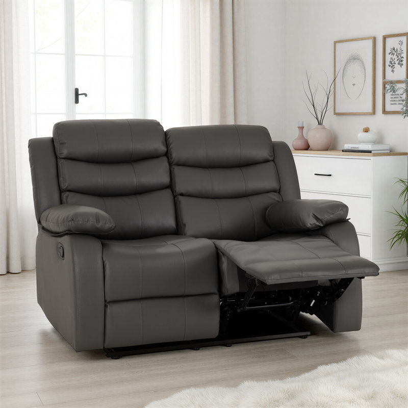 2 Seater Faux Leather Sofa, Grey