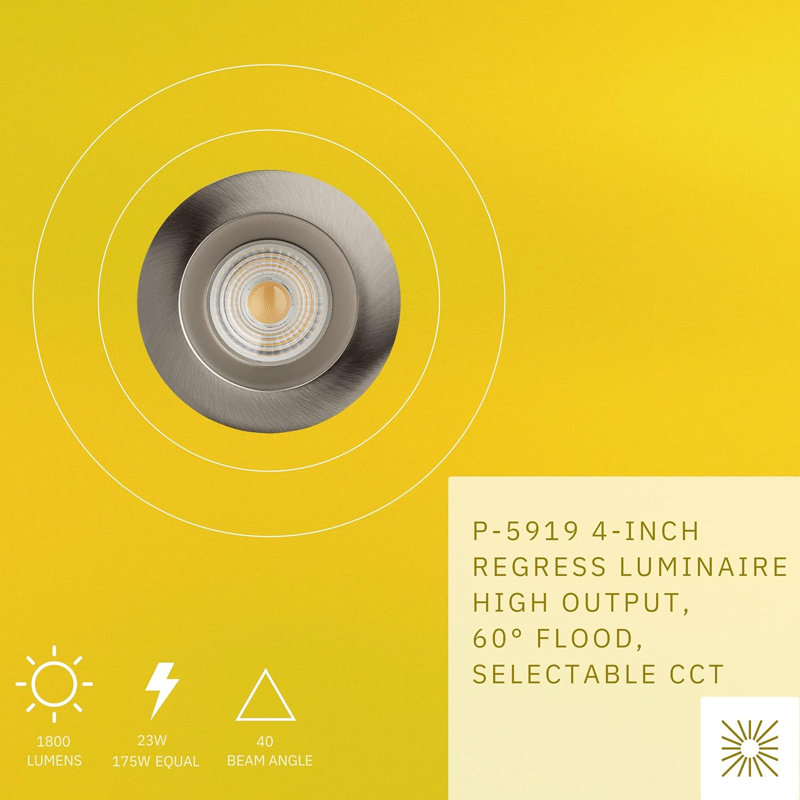 Luminaire encastré rond 4 "23W 1800 Lumens 4CC Perlglow, Nickel brossé