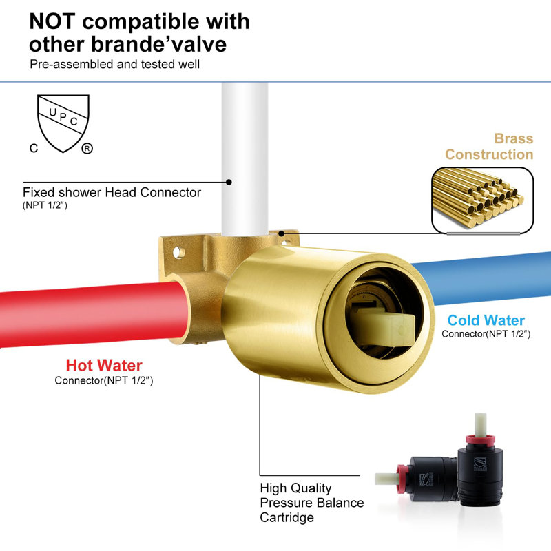 with Rough in-Valve, Gold