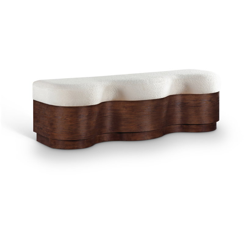 Savoy Mariaclara Velour Fur Fabric Bench, Cream Velour Fabric, Brown