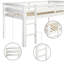 Lit mezzanine bas simple en bois avec échelle, finition blanche-10685027