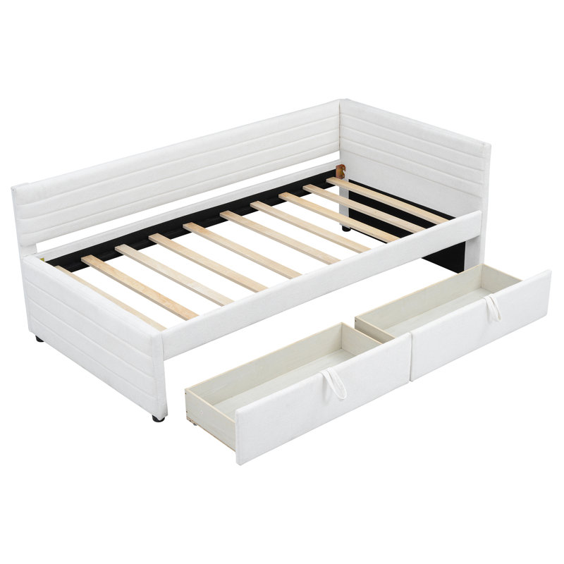 Lit de jour rembourré avec couchette, Blanc