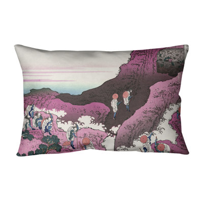 Coussin lombaire en coton katsushika hokusai, escalade on mt. fuji