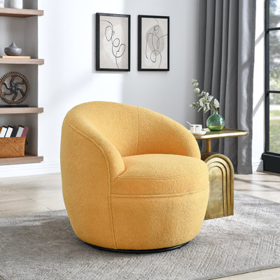 Fauteuil demi-tonneau pivotant en sherpa Gwenlyn 360
