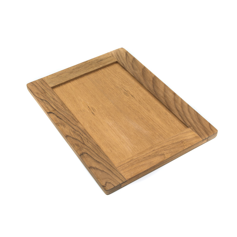 Teak Rectangular Bathroom Wall Mirror with Silver Finish