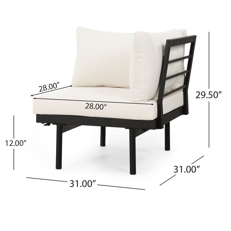  Ensemble de canapé modulaire d'extérieur 5 places avec coussins et table basse, beige