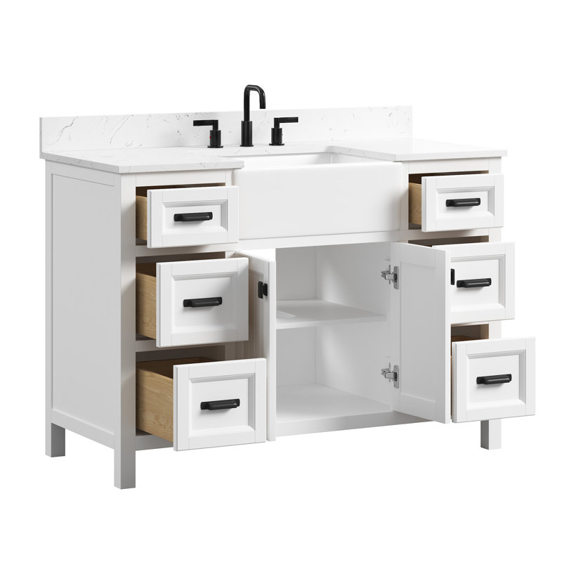 Ensemble de meuble-lavabo simple 48 po avec plateau en pierre reconstituée