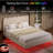 Queen Size Boucle Upholstered Floating Bed Frame With Led Lights, Visual Floating Led Platform Bed, No Box Spring Needed, Beige